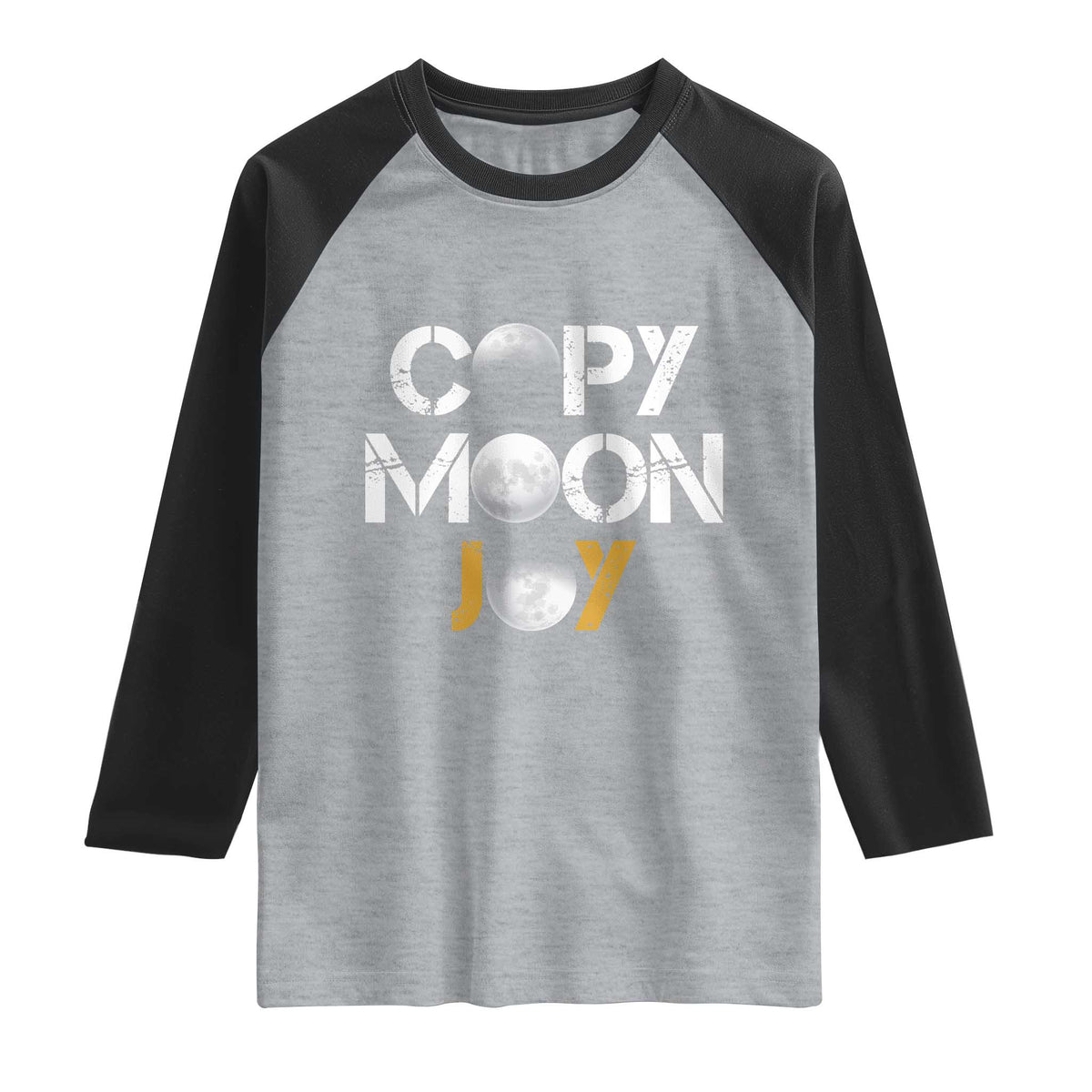 Lunar Mission Astronaut Space Lover Raglan Shirt Copy Moon Joy Sci Fi Graphic TS12 Heather Gray Black Print Your Wear