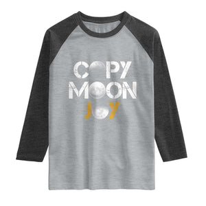Lunar Mission Astronaut Space Lover Raglan Shirt Copy Moon Joy Sci Fi Graphic TS12 Heather Gray Heather Charcoal Print Your Wear