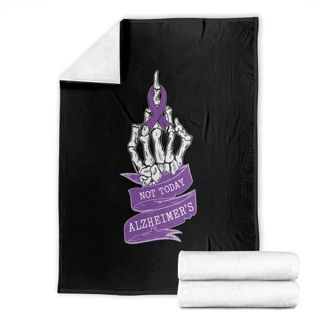 Not Today Alzheimers Throw Blanket Funny Skeleton Middle Finger Purple Ribbon TS12 Black Print Your Wear