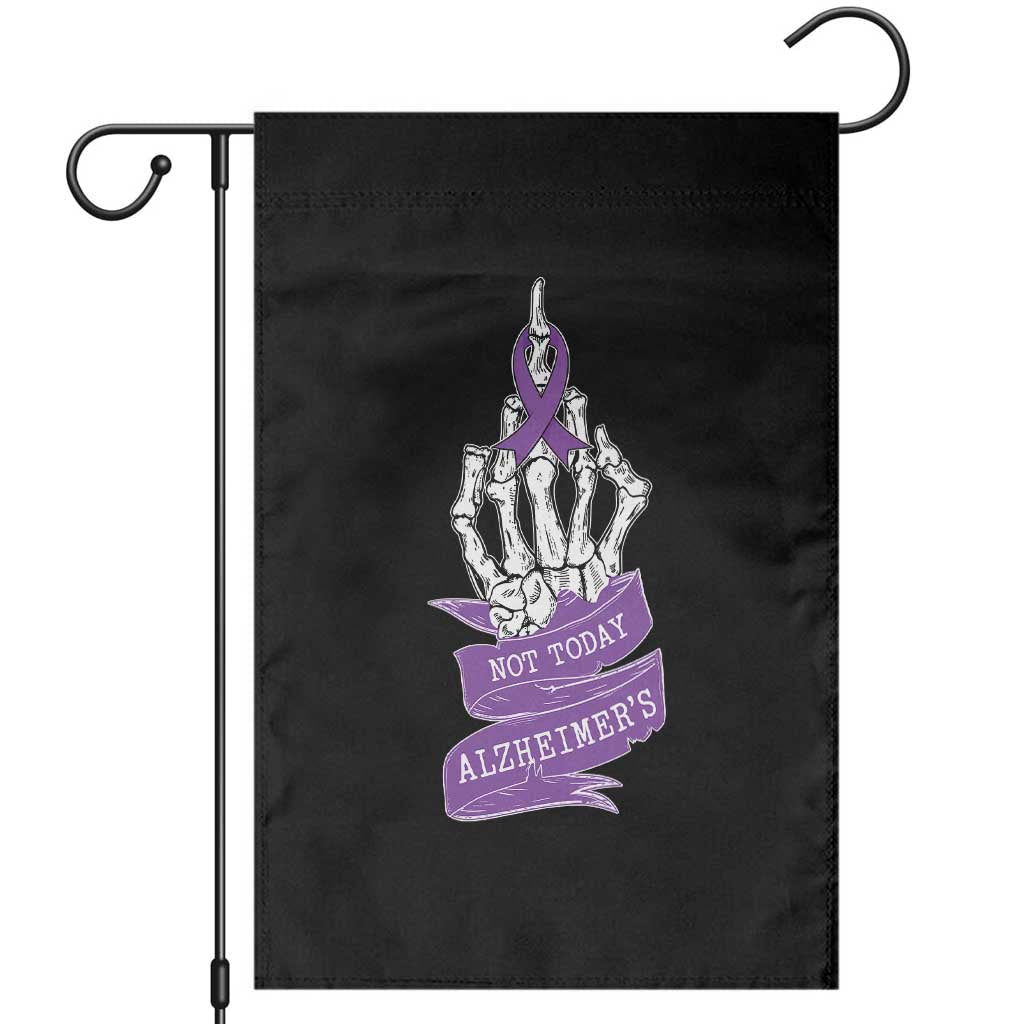 Not Today Alzheimers Garden Flag Funny Skeleton Middle Finger Purple Ribbon TS12 Black Print Your Wear