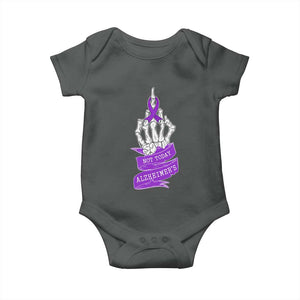 Not Today Alzheimers Baby Onesie Funny Skeleton Middle Finger Purple Ribbon