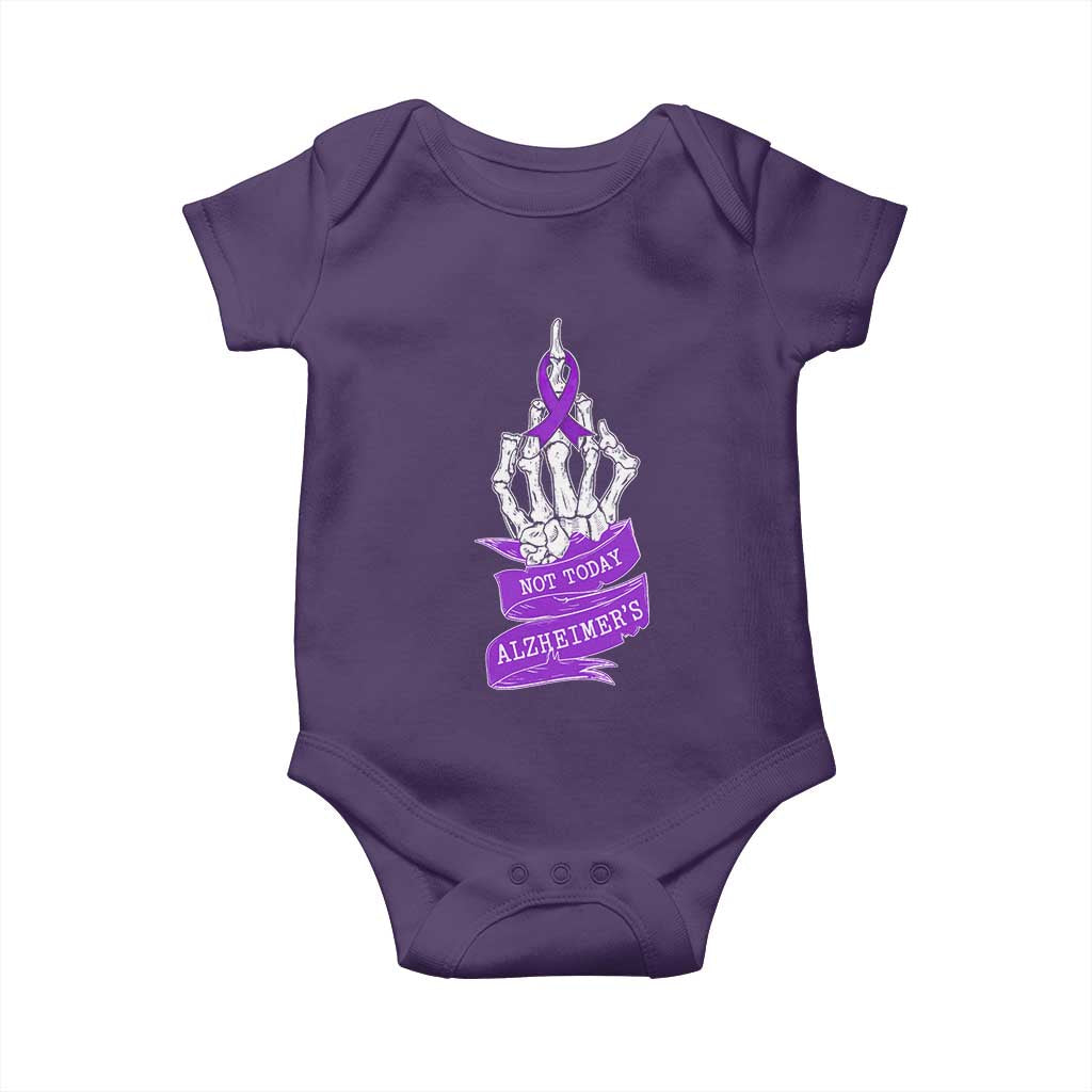 Not Today Alzheimers Baby Onesie Funny Skeleton Middle Finger Purple Ribbon TS12 Purple Print Your Wear