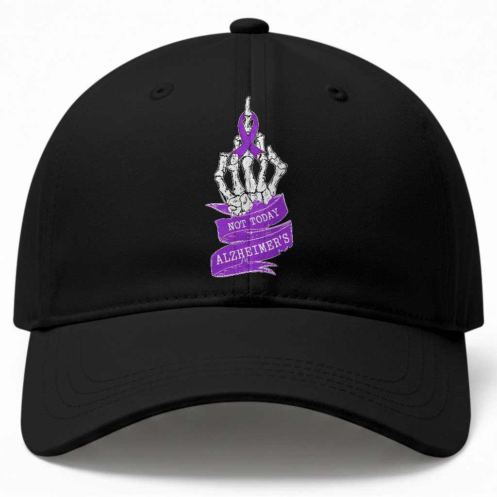 Not Today Alzheimers Baseball Cap Funny Skeleton Middle Finger Purple Ribbon TS12 Print Your Wear