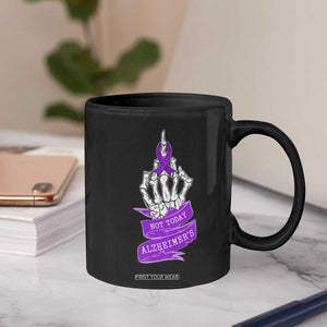 Not Today Alzheimers Coffee Mug Funny Skeleton Middle Finger Purple Ribbon
