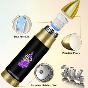 Not Today Alzheimers Bullet Tumbler Funny Skeleton Middle Finger Purple Ribbon