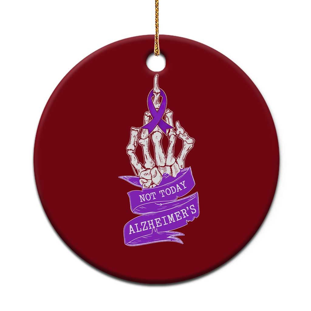 Not Today Alzheimers Ceramic Ornament Funny Skeleton Middle Finger Purple Ribbon TS12 1pc Red Print Your Wear