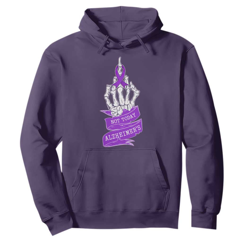 Not Today Alzheimers Hoodie Funny Skeleton Middle Finger Purple Ribbon TS12 Purple Print Your Wear