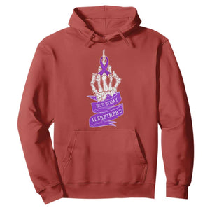 Not Today Alzheimers Hoodie Funny Skeleton Middle Finger Purple Ribbon