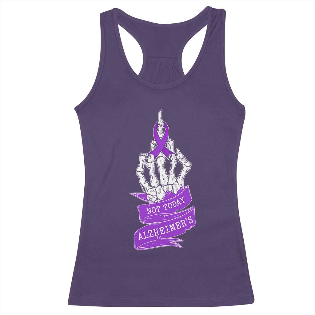 Not Today Alzheimers Racerback Tank Top Funny Skeleton Middle Finger Purple Ribbon TS12 Purple Print Your Wear