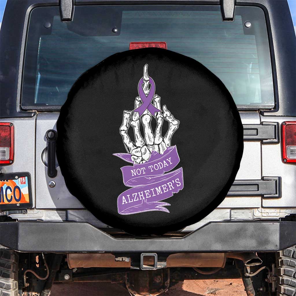 Not Today Alzheimers Spare Tire Cover Funny Skeleton Middle Finger Purple Ribbon TS12 No hole Black Print Your Wear