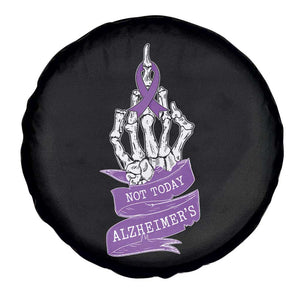Not Today Alzheimers Spare Tire Cover Funny Skeleton Middle Finger Purple Ribbon
