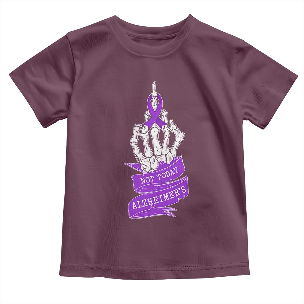 Not Today Alzheimers Toddler T Shirt Funny Skeleton Middle Finger Purple Ribbon