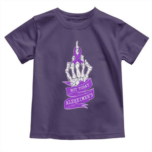 Not Today Alzheimers Toddler T Shirt Funny Skeleton Middle Finger Purple Ribbon