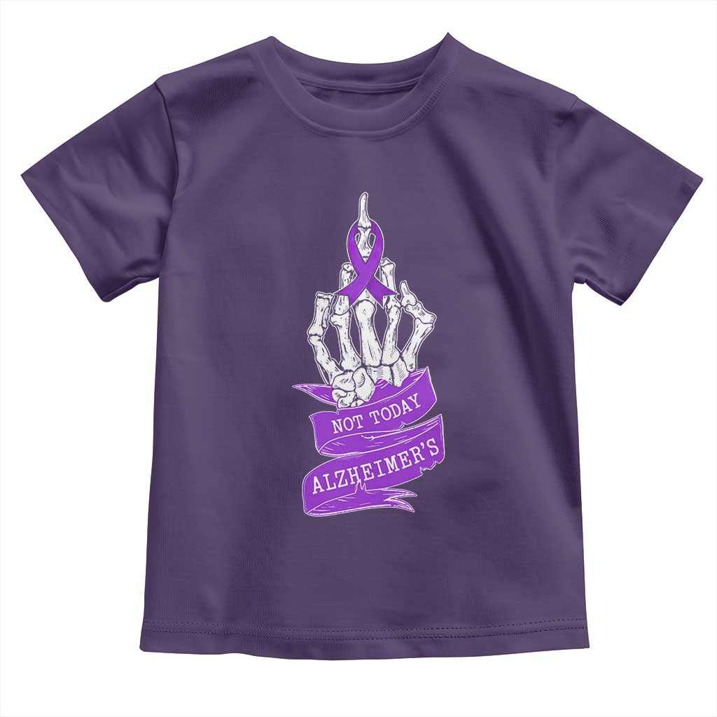 Not Today Alzheimers Toddler T Shirt Funny Skeleton Middle Finger Purple Ribbon TS12 Purple Print Your Wear