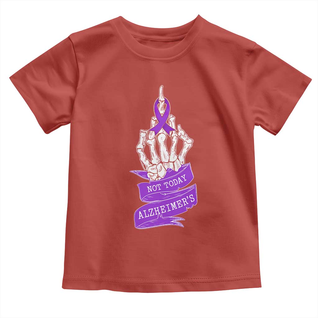 Not Today Alzheimers Toddler T Shirt Funny Skeleton Middle Finger Purple Ribbon