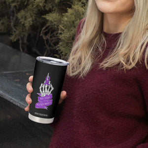 Not Today Alzheimers Tumbler Cup Funny Skeleton Middle Finger Purple Ribbon