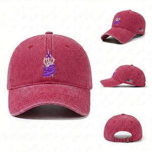 Not Today Alzheimers Washed Cotton Baseball Cap Funny Skeleton Middle Finger Purple Ribbon
