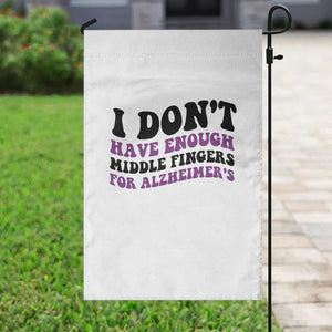 I Dont Have Enough Middle Fingers For Alzheimers Garden Flag Groovy Purple Retro