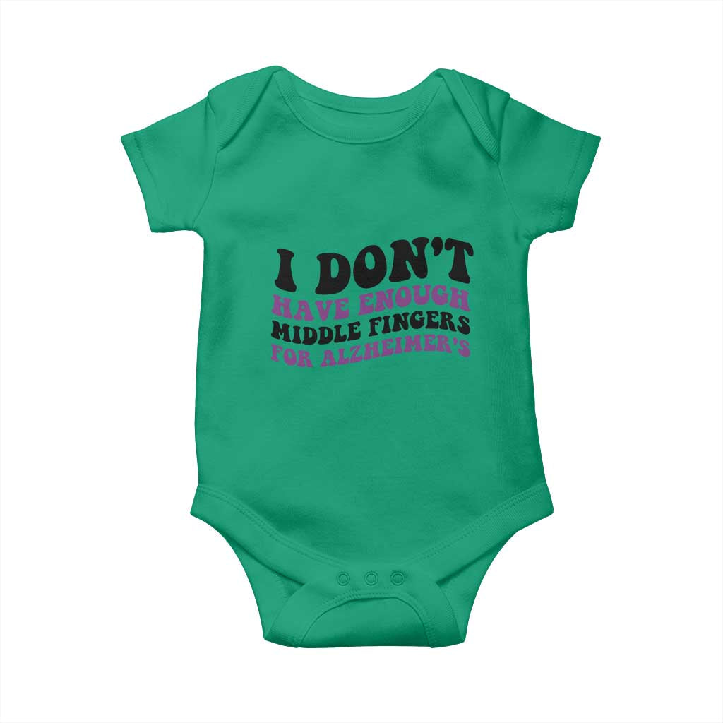 I Dont Have Enough Middle Fingers For Alzheimers Baby Onesie Groovy Purple Retro