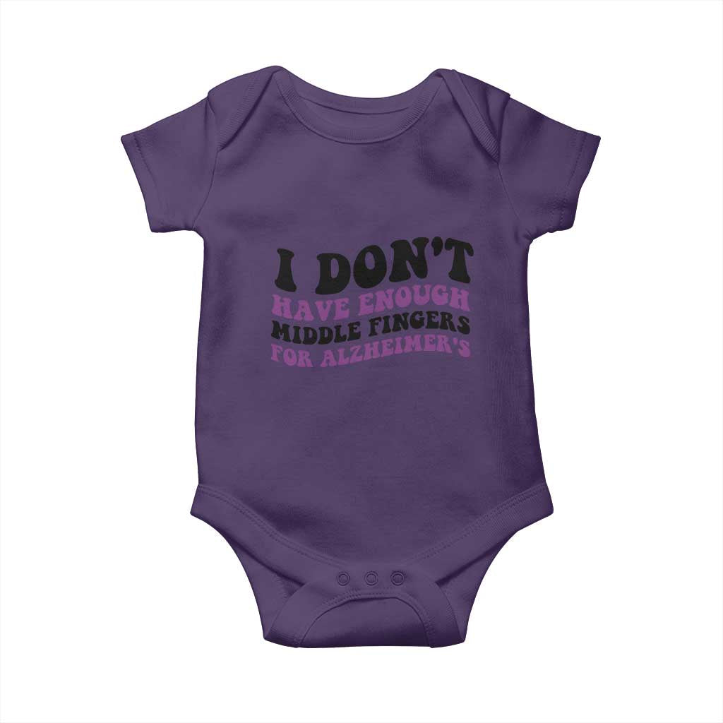 I Dont Have Enough Middle Fingers For Alzheimers Baby Onesie Groovy Purple Retro TS12 Purple Print Your Wear