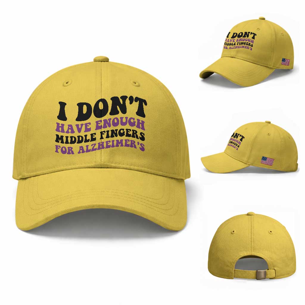 I Dont Have Enough Middle Fingers For Alzheimers Baseball Cap Groovy Purple Retro