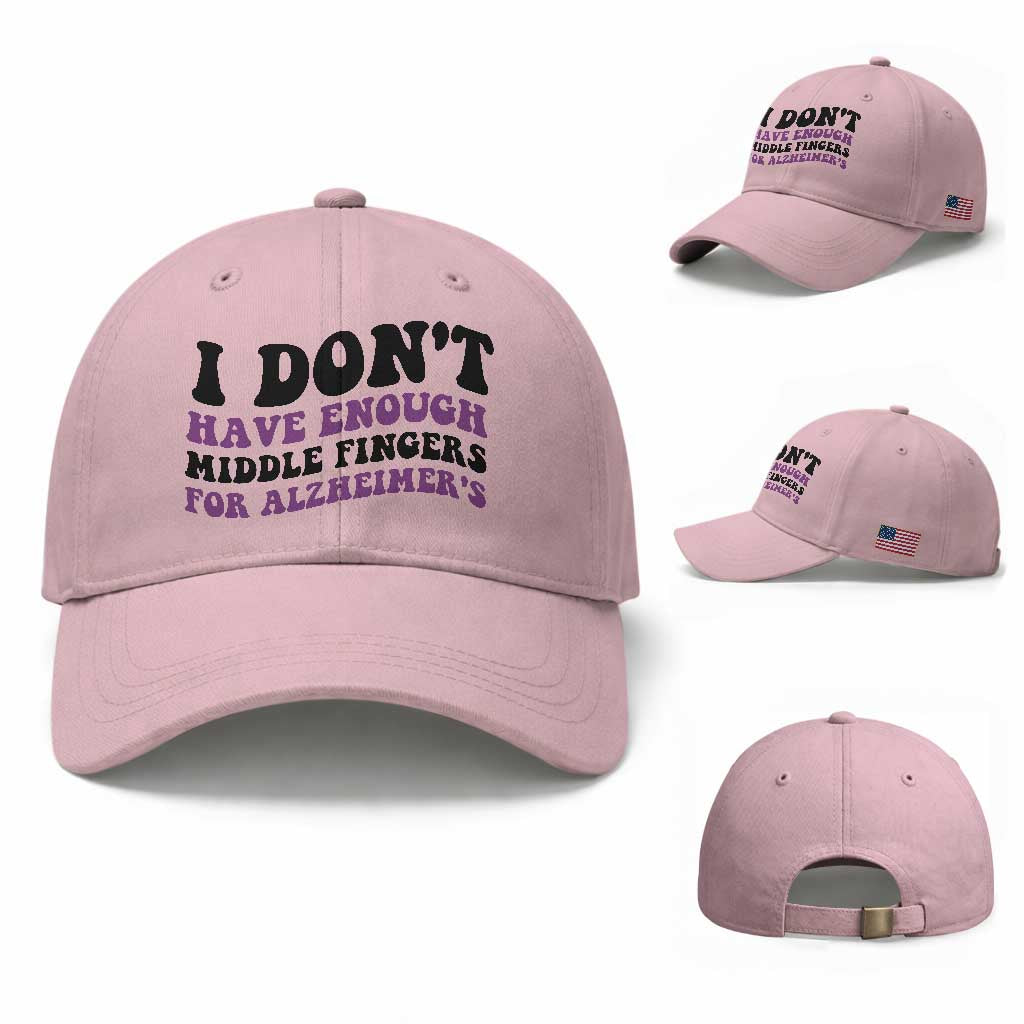 I Dont Have Enough Middle Fingers For Alzheimers Baseball Cap Groovy Purple Retro