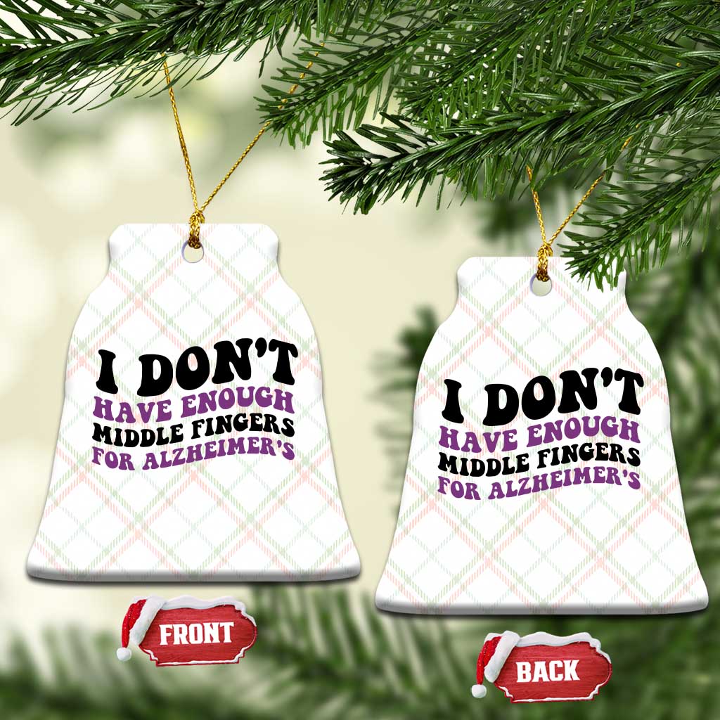 I Dont Have Enough Middle Fingers For Alzheimers Ceramic Ornament Groovy Purple Retro