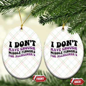 I Dont Have Enough Middle Fingers For Alzheimers Ceramic Ornament Groovy Purple Retro