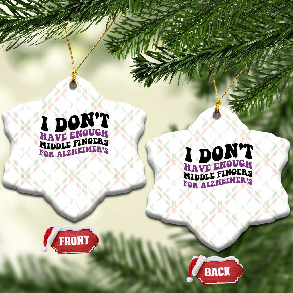 I Dont Have Enough Middle Fingers For Alzheimers Ceramic Ornament Groovy Purple Retro