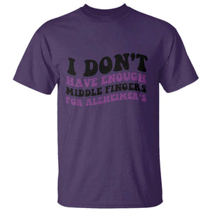 I Dont Have Enough Middle Fingers For Alzheimers T Shirt Groovy Purple Retro