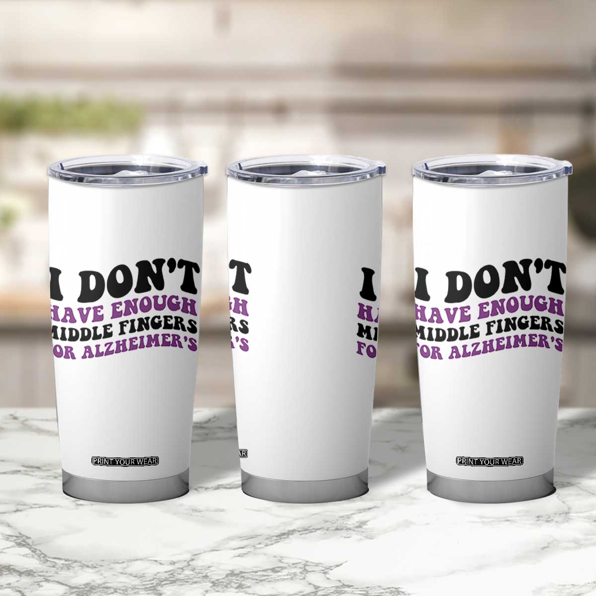 I Dont Have Enough Middle Fingers For Alzheimers Tumbler Cup Groovy Purple Retro