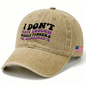 I Dont Have Enough Middle Fingers For Alzheimers Washed Cotton Baseball Cap Groovy Purple Retro