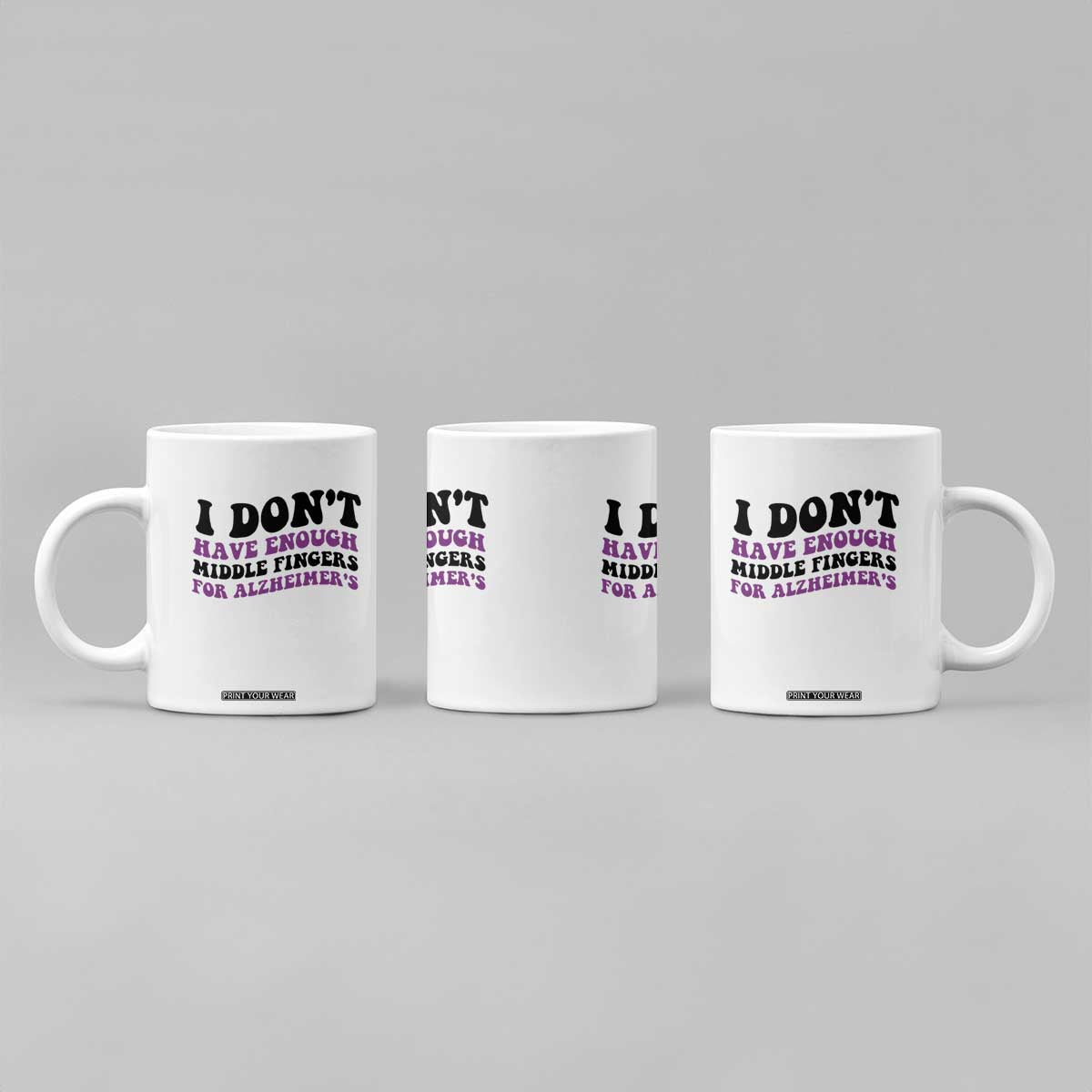 I Dont Have Enough Middle Fingers For Alzheimers Coffee Mug Groovy Purple Retro