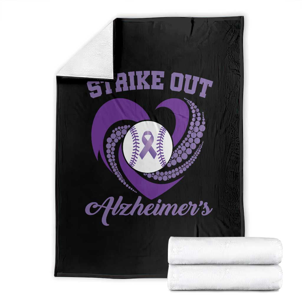 Strike Out Alzheimers Throw Blanket Purple Ribbon Baseball Hope Support TS12 Black Print Your Wear