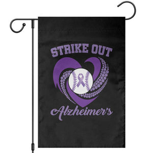 Strike Out Alzheimers Garden Flag Purple Ribbon Baseball Hope Support