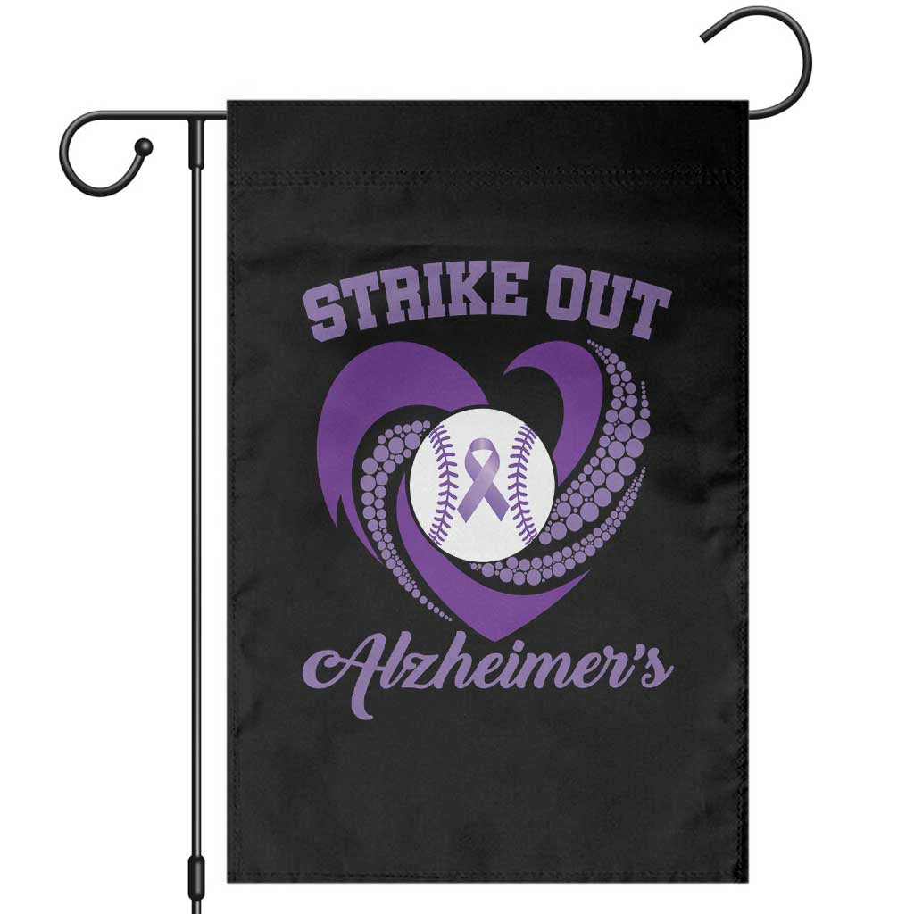 Strike Out Alzheimers Garden Flag Purple Ribbon Baseball Hope Support TS12 Black Print Your Wear