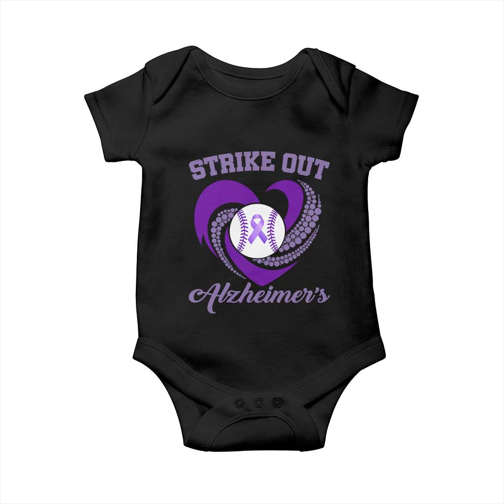 Strike Out Alzheimers Baby Onesie Purple Ribbon Baseball Hope Support