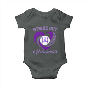 Strike Out Alzheimers Baby Onesie Purple Ribbon Baseball Hope Support