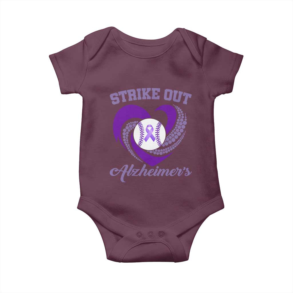 Strike Out Alzheimers Baby Onesie Purple Ribbon Baseball Hope Support