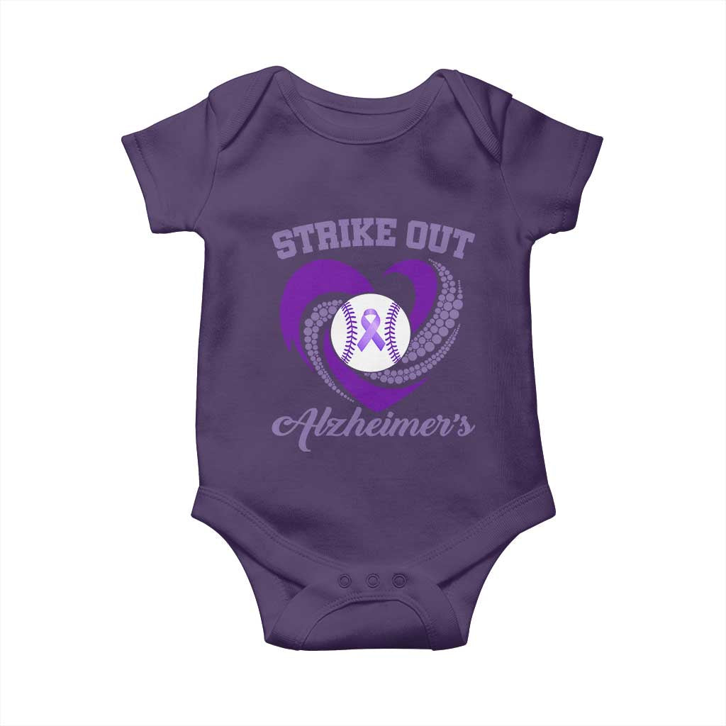 Strike Out Alzheimers Baby Onesie Purple Ribbon Baseball Hope Support TS12 Purple Print Your Wear