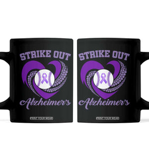 Strike Out Alzheimers Coffee Mug Purple Ribbon Baseball Hope Support