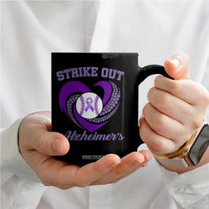 Strike Out Alzheimers Coffee Mug Purple Ribbon Baseball Hope Support