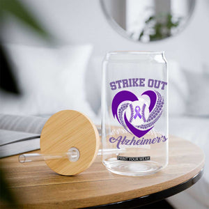 Strike Out Alzheimers Glass Can Purple Ribbon Baseball Hope Support