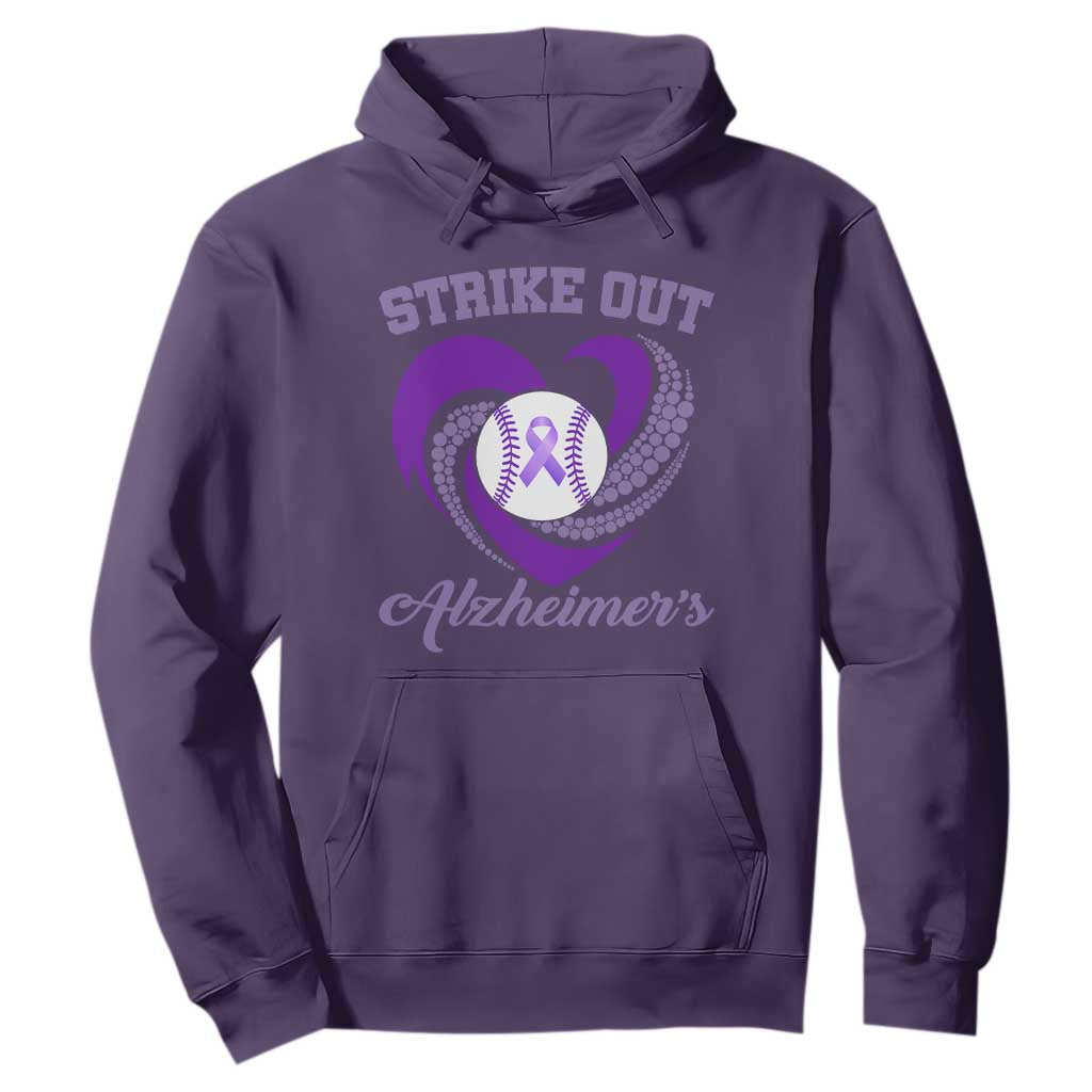 Strike Out Alzheimers Hoodie Purple Ribbon Baseball Hope Support TS12 Purple Print Your Wear