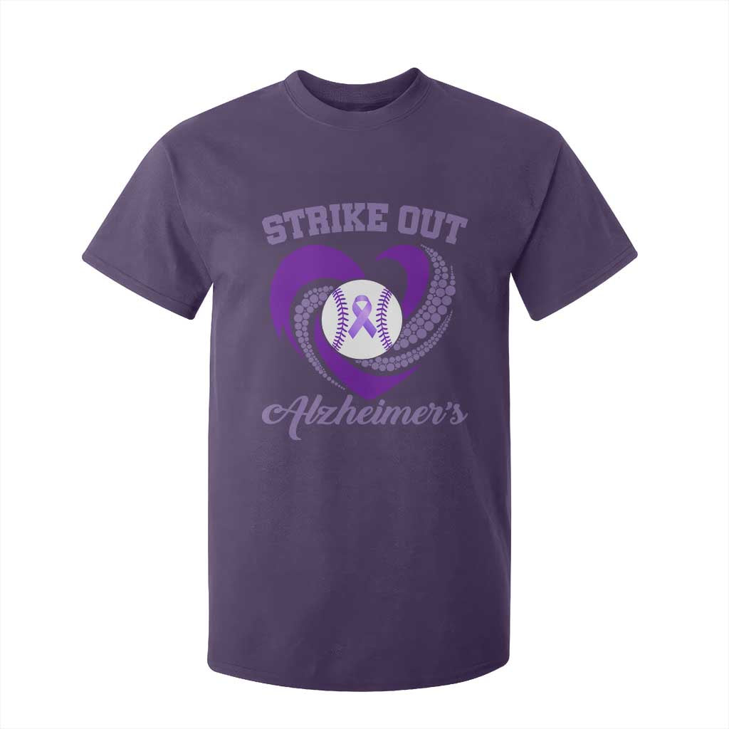 Strike Out Alzheimers T Shirt For Kid Purple Ribbon Baseball Hope Support TS12 Purple Print Your Wear