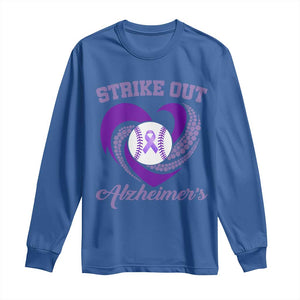 Strike Out Alzheimers Long Sleeve Shirt Purple Ribbon Baseball Hope Support