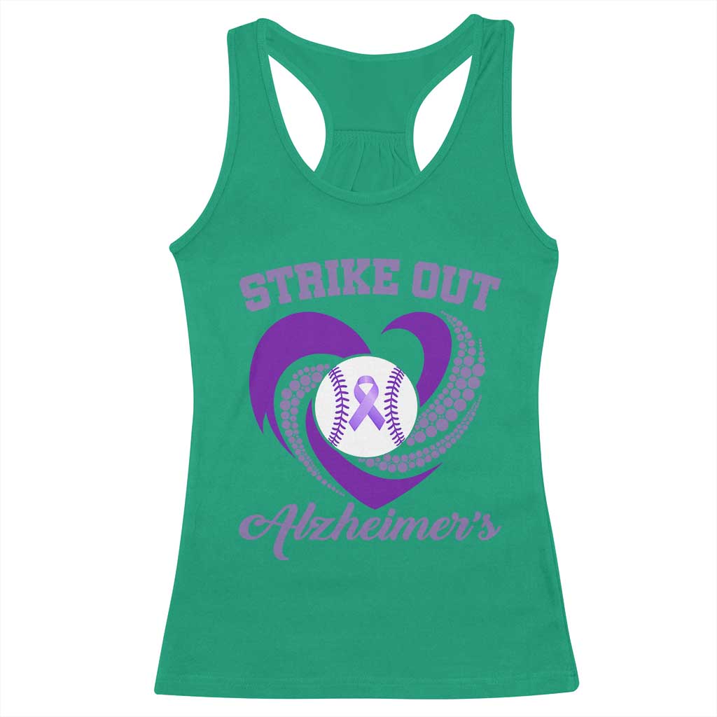 Strike Out Alzheimers Racerback Tank Top Purple Ribbon Baseball Hope Support