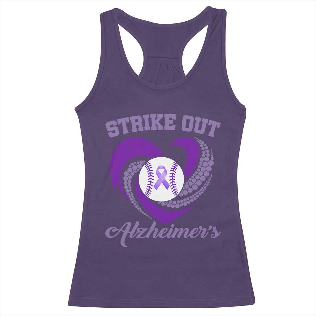 Strike Out Alzheimers Racerback Tank Top Purple Ribbon Baseball Hope Support TS12 Purple Print Your Wear