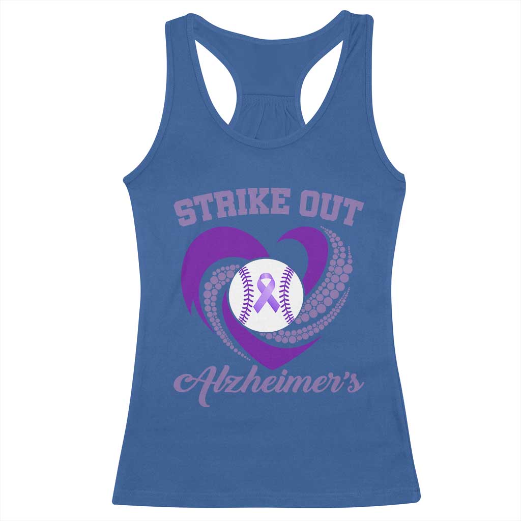 Strike Out Alzheimers Racerback Tank Top Purple Ribbon Baseball Hope Support