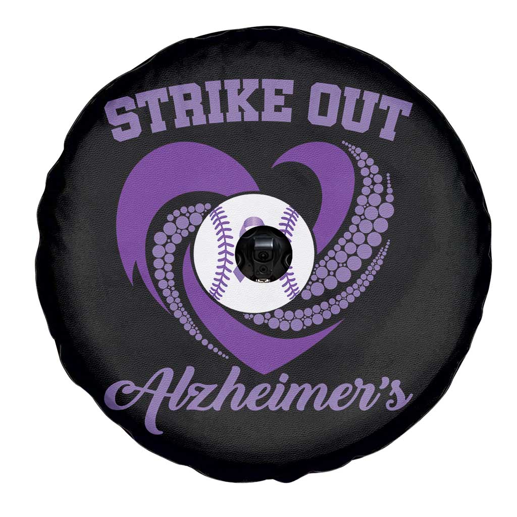 Strike Out Alzheimers Spare Tire Cover Purple Ribbon Baseball Hope Support